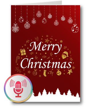 Weihnachtskarte Merry Christmas Gold - Aufnahme und Wiedergabe per Knopfdruck