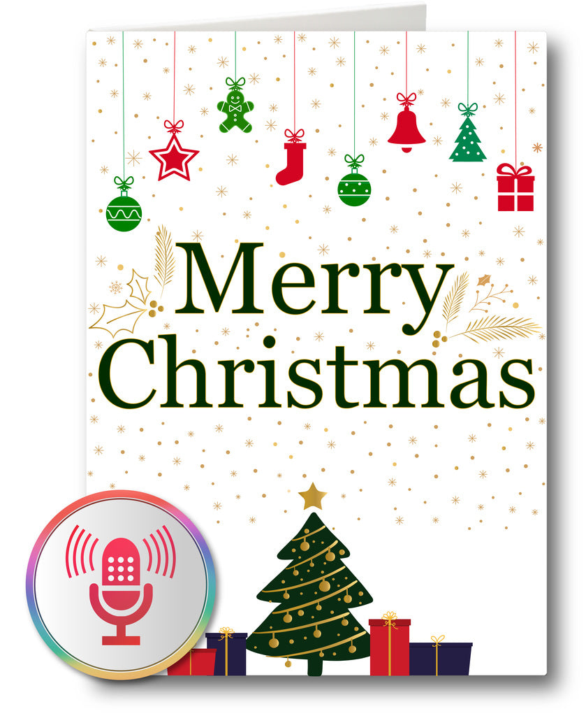 Weihnachtskarte Gold Stars - Aufnahme und Wiedergabe per Knopfdruck